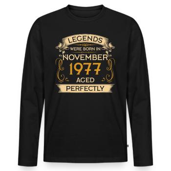 Birthday Legends est né en novembre 1977 - T-shirt manches longues Premium bio Homme - noir - Devant - Nico (187cm)