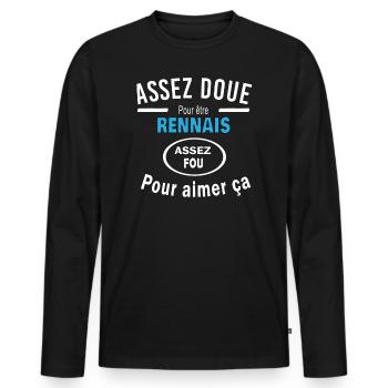 Assez doue pour etre RENNAIS - T-shirt manches longues Premium bio Homme - noir - Devant - Nico (187cm)