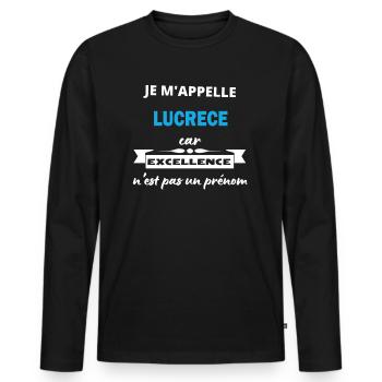 Je m'appelle excellence Lucrece - T-shirt manches longues Premium bio Homme - noir - Devant - Nico (187cm)