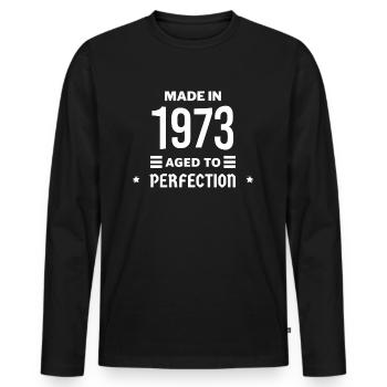 Made in aged to perfection 1973 - T-shirt manches longues Premium bio Homme - noir - Devant - Nico (187cm)