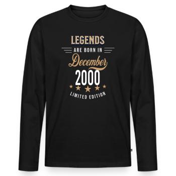 Legends are born in December 2000 - Men's Premium Organic Long Sleeve Shirt - black - Front - Nico (187cm)