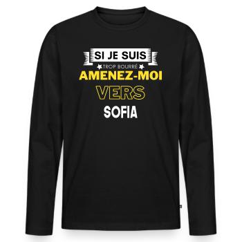 si je suis trop bourré amenez moi vers Sofia - T-shirt manches longues Premium bio Homme - noir - Devant - Nico (187cm)