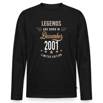 Legends are born in December 2001 - Men's Premium Organic Long Sleeve Shirt - black - Front - Nico (187cm)