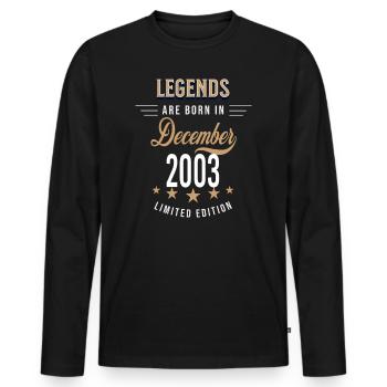 Legends werden im Dezember 2003 geboren - Männer Premium Bio Langarmshirt - Schwarz - Vorne - Nico (187cm)