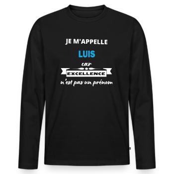 Je m'appelle excellence Luis - T-shirt manches longues Premium bio Homme - noir - Devant - Nico (187cm)