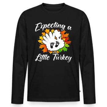 Annonce de grossesse Annonce de bébé - T-shirt manches longues Premium bio Homme - noir - Devant - Nico (187cm)