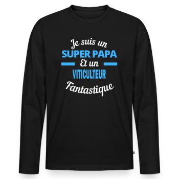 SUPER PAPA Fantastique VITICULTEUR - T-shirt manches longues Premium bio Homme - noir - Devant - Nico (187cm)