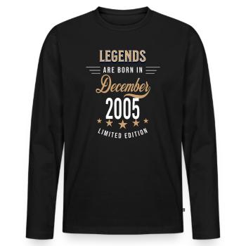 Legends are born in December 2005 - Men's Premium Organic Long Sleeve Shirt - black - Front - Nico (187cm)