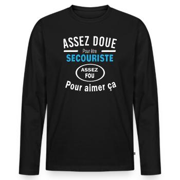 Assez doue pour etre SECOURISTE - T-shirt manches longues Premium bio Homme - noir - Devant - Nico (187cm)