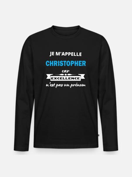 Je m'appelle excellence Christopher - T-shirt manches longues Premium bio Homme - noir