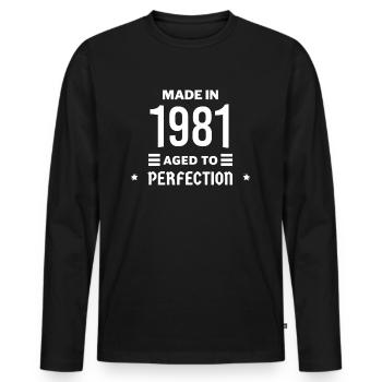 Made in aged to perfection 1981 - T-shirt manches longues Premium bio Homme - noir - Devant - Nico (187cm)