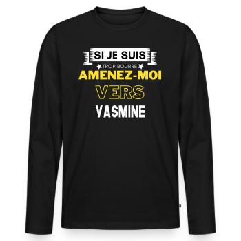 si je suis trop bourré amenez moi vers Yasmine - T-shirt manches longues Premium bio Homme - noir - Devant - Nico (187cm)