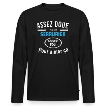 Assez doue pour etre SERRURIER - T-shirt manches longues Premium bio Homme - noir - Devant - Nico (187cm)
