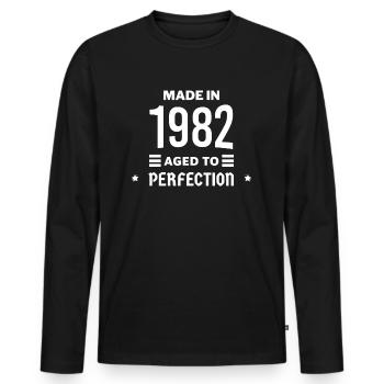 Made in aged to perfection 1982 - T-shirt manches longues Premium bio Homme - noir - Devant - Nico (187cm)