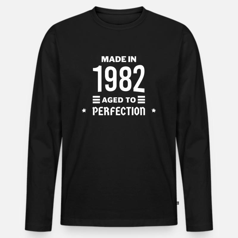 Perfekt gealtert 1982 - Männer Premium Bio Langarmshirt - Schwarz