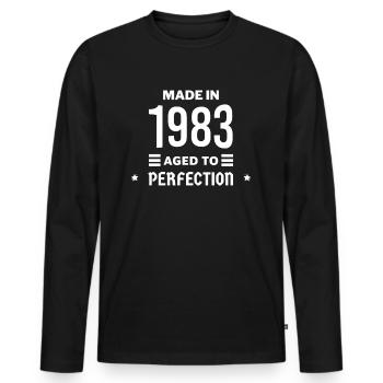 Made in aged to perfection 1983 - T-shirt manches longues Premium bio Homme - noir - Devant - Nico (187cm)