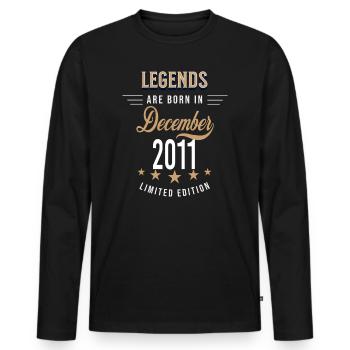 Legends are born in December 2011 - T-shirt manches longues Premium bio Homme - noir - Devant - Nico (187cm)