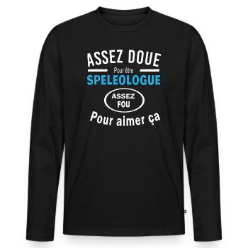 Assez doue pour etre SPELEOLOGUE - T-shirt manches longues Premium bio Homme - noir - Devant - Nico (187cm)