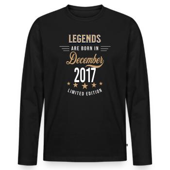 Legends are born in December 2017 - Men's Premium Organic Long Sleeve Shirt - black - Front - Nico (187cm)