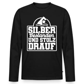 Silber Schwimmer Prüfung Silber Schwimmabzeichen - Männer Premium Bio Langarmshirt - Schwarz - Vorne - Nico (187cm)