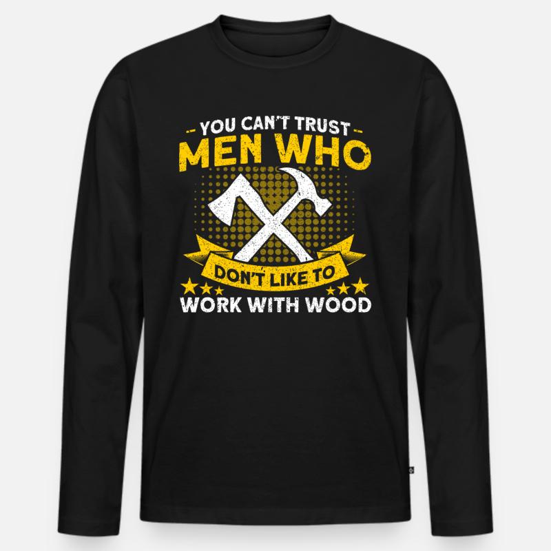 Arbeiten mit Holz Zimmerer - Männer Premium Bio Langarmshirt - Schwarz