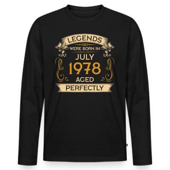 Birthday Legends est né en juillet 1978 - T-shirt manches longues Premium bio Homme - noir - Devant - Nico (187cm)