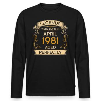 Birthday Legends est né en avril 1981 - T-shirt manches longues Premium bio Homme - noir - Devant - Nico (187cm)