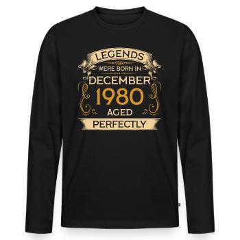 Birthday Legends est né en décembre 1980 - T-shirt manches longues Premium bio Homme - noir - Devant - Nico (187cm)