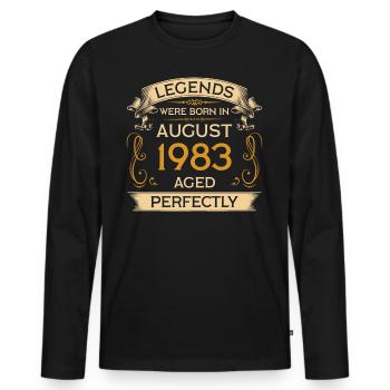 Anniversaire Legends Sont nés En Août 1983 - T-shirt manches longues Premium bio Homme - noir - Devant - Nico (187cm)
