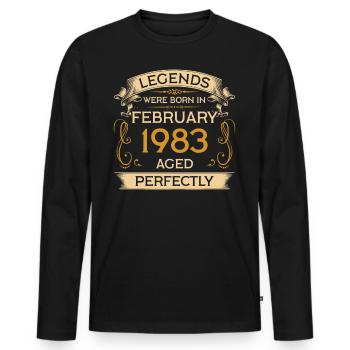 Birthday Legends est né en février 1983 - T-shirt manches longues Premium bio Homme - noir - Devant - Nico (187cm)