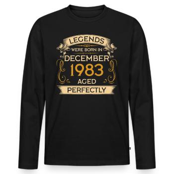 Birthday Legends est né en décembre 1983 - T-shirt manches longues Premium bio Homme - noir - Devant - Nico (187cm)