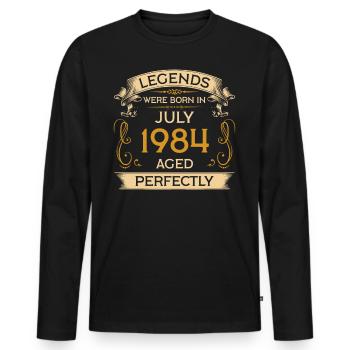 Birthday Legends est né en juillet 1984 - T-shirt manches longues Premium bio Homme - noir - Devant - Nico (187cm)