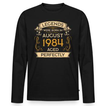 Les légendes d’anniversaire sont nées en août 1984 - T-shirt manches longues Premium bio Homme - noir - Devant - Nico (187cm)