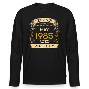 Birthday Legends est né en mai 1985 - T-shirt manches longues Premium bio Homme - noir - Devant - Nico (187cm)
