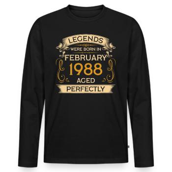 Birthday Legends est né en février 1988 - T-shirt manches longues Premium bio Homme - noir - Devant - Nico (187cm)