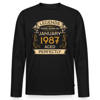 Birthday Legends est né en janvier 1987 - T-shirt manches longues Premium bio Homme - noir - Devant - Nico (187cm)