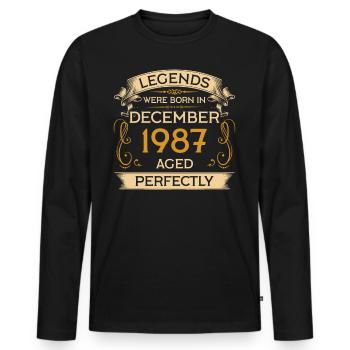 Birthday Legends est né en décembre 1987 - T-shirt manches longues Premium bio Homme - noir - Devant - Nico (187cm)