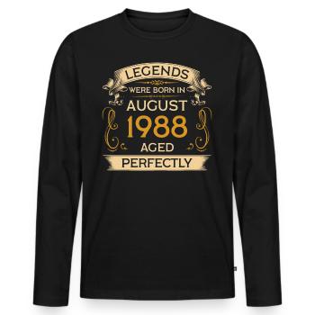 Birthday Legends Were Born Ins Août 1988 - T-shirt manches longues Premium bio Homme - noir - Devant - Nico (187cm)