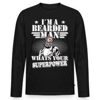 Gift idea for beard wearers with 3 days beard - Men's Premium Organic Long Sleeve Shirt - black - Front - Nico (187cm)