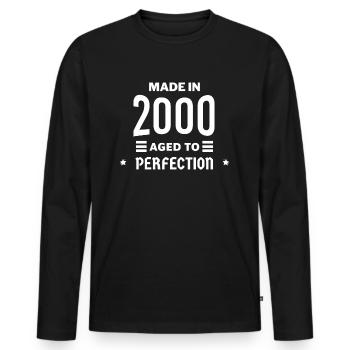 Made in aged to perfection 2000 - T-shirt manches longues Premium bio Homme - noir - Devant - Nico (187cm)