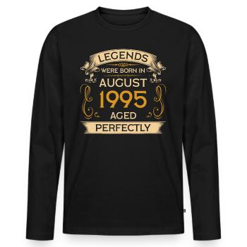 Birthday Legends Were Born Ins August 1995 - Men's Premium Organic Long Sleeve Shirt - black - Front - Nico (187cm)