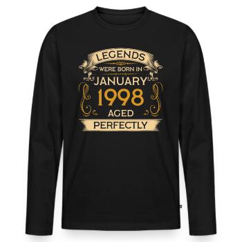 Les légendes d’anniversaire sont nées en janvier 1998 - T-shirt manches longues Premium bio Homme - noir - Devant - Nico (187cm)