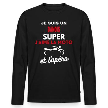 moto phrase drôle apéro DANOIS citation - T-shirt manches longues Premium bio Homme - noir - Devant - Nico (187cm)