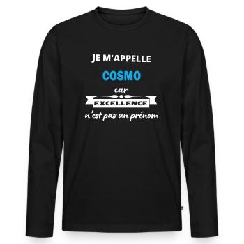 Je m'appelle excellence Cosmo - T-shirt manches longues Premium bio Homme - noir - Devant - Nico (187cm)
