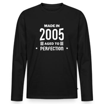 Made in aged to perfection 2005 - Men's Premium Organic Long Sleeve Shirt - black - Front - Nico (187cm)