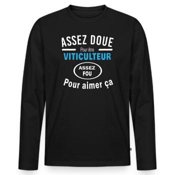 Assez doue pour etre VITICULTEUR - T-shirt manches longues Premium bio Homme - noir - Devant - Nico (187cm)
