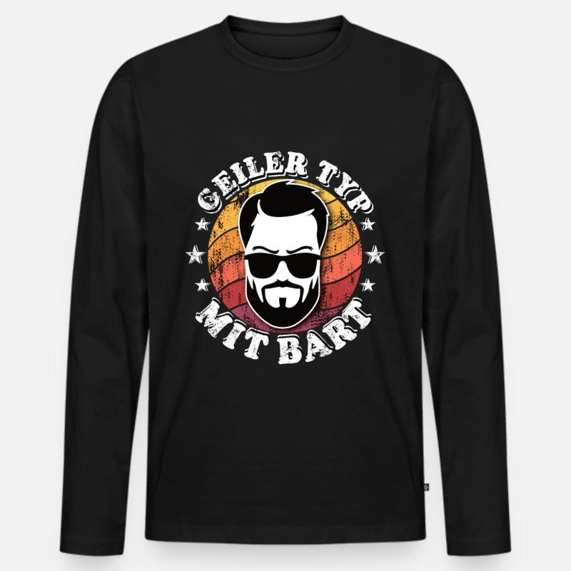 Geiler Typ mit Bart - Männer Premium Bio Langarmshirt - Schwarz