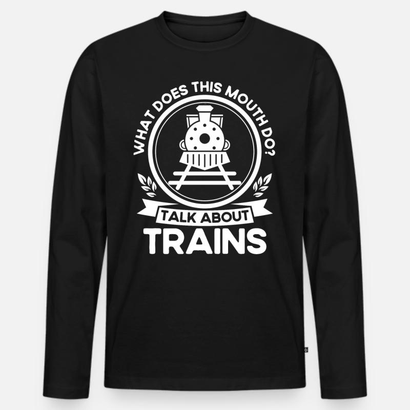 Modellbahn Zug Lokomotiven Geschenk - Männer Premium Bio Langarmshirt - Schwarz