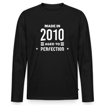 Made in aged to perfection 2010 - Men's Premium Organic Long Sleeve Shirt - black - Front - Nico (187cm)