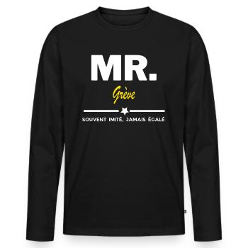 MR. souvent imité, jamais égalé Grève - T-shirt manches longues Premium bio Homme - noir - Devant - Nico (187cm)